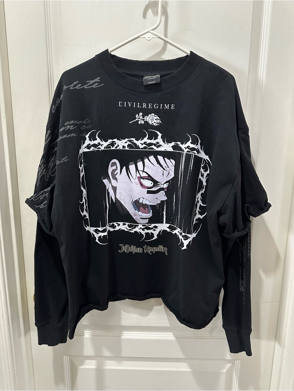 Civil Regime x Jujutsu Kaisen Black Graphic Long Sleeve Layered Shirt